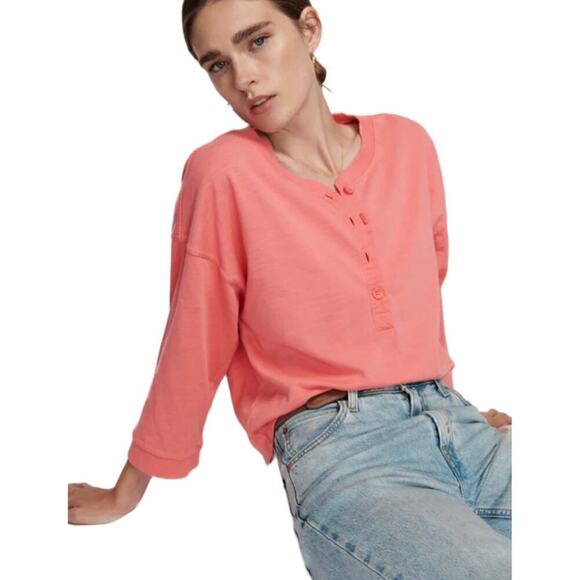 Nation LTD Evereve 2024 Alix Oversized Henley Top in Babydoll Size Small - Picture 1 of 9